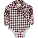 Me & Henry, Baby Boy Apparel - One-Pieces,  Me and Henry - Wine Plaid Woven Onesie