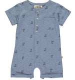 Me & Henry, Baby Boy Apparel - Rompers,  Me & Henry - Blue Henry Print Romper