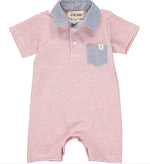 Me & Henry, Baby Boy Apparel - Rompers,  Me & Henry - Red/White Stripe Polo Romper