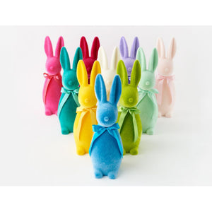 Flocked Button Nose Bunny Medium ( Assorted Colors) - Eden Lifestyle