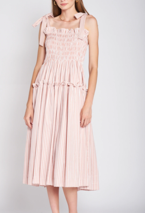 Pink Striped Midi Dress - Eden Lifestyle