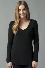 Another Love, Women - Shirts & Tops,  Molly V-neck Long Sleeve Tee Black