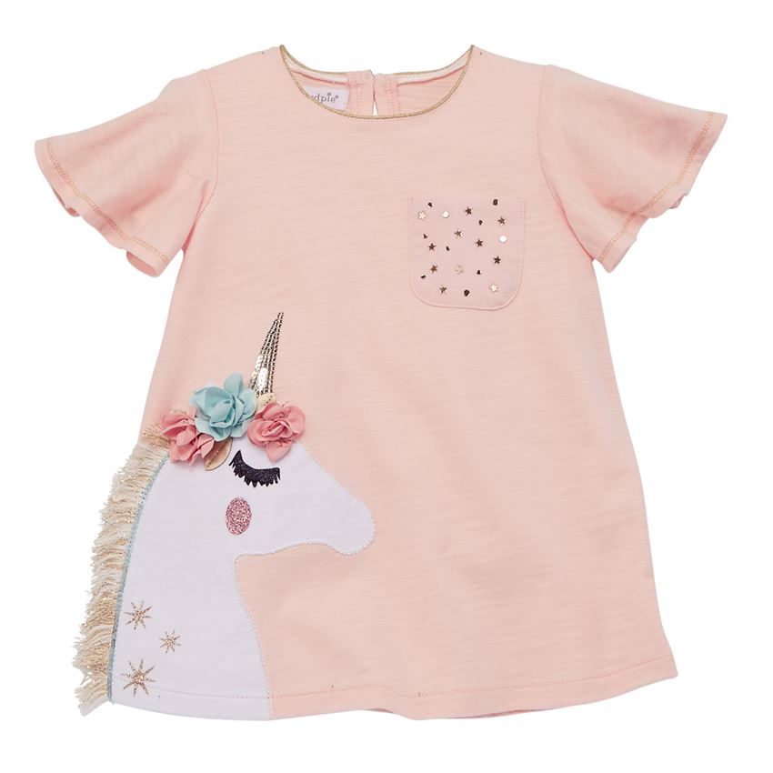 Mud Pie, Girl - Shirts & Tops,  Mud Pie Pink Floral Unicorn Tunic