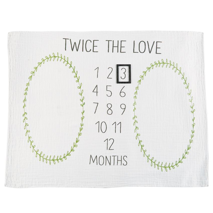 Mud Pie, Baby - Blankets,  Mud Pie Twin Muslin Milestone Blanket