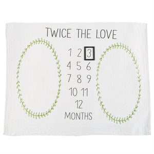 Mud Pie, Baby - Blankets,  Mud Pie Twin Muslin Milestone Blanket