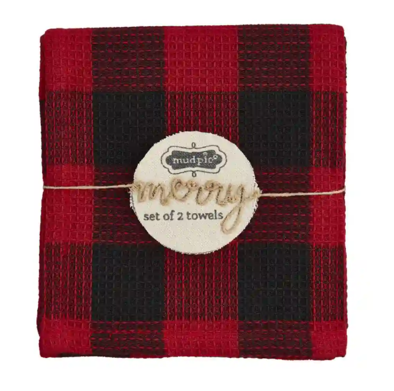 Mud Pie Buffalo Check Dish Towel Set - Eden Lifestyle