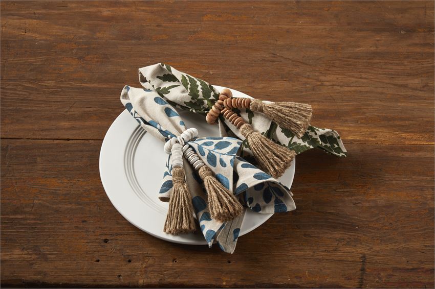 Mud Pie Blue Leaf Napkin Set - Eden Lifestyle