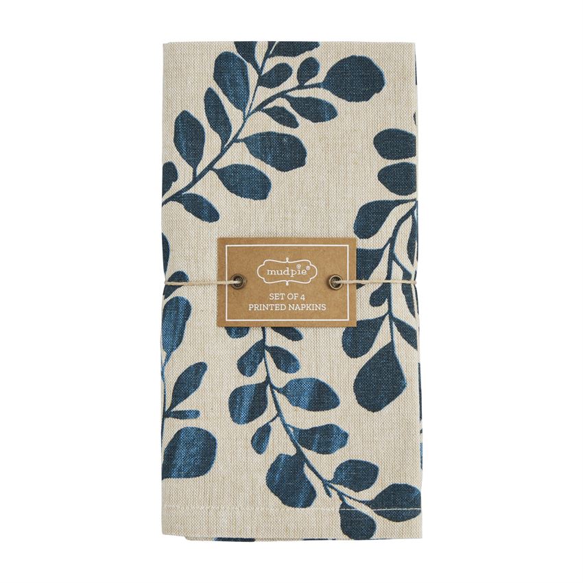 Mud Pie Blue Leaf Napkin Set - Eden Lifestyle