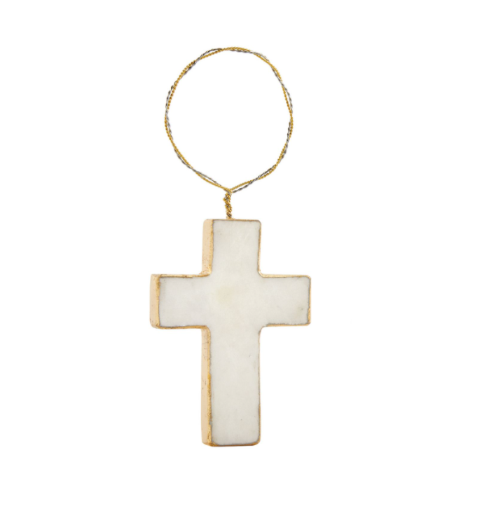 Mud Pie Marble Cross Ornament - Eden Lifestyle