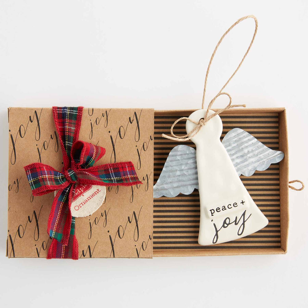 Mud Pie, Gifts - Other,  Mud Pie - Peace & Joy Stamped Angel Ornament