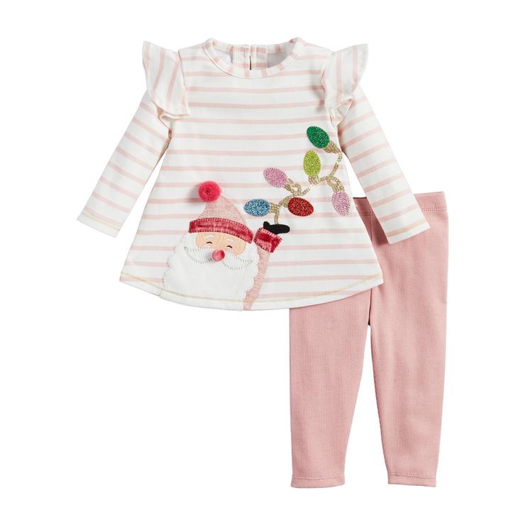 Mud Pie Pink Santa Tunic and Legging Set - Eden Lifestyle