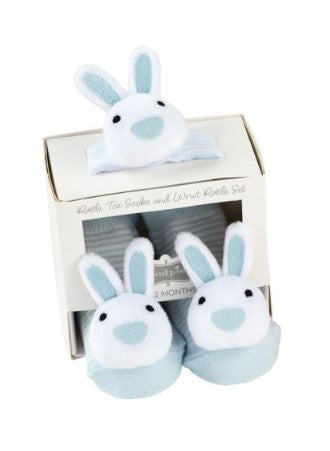 Mud Pie, Accessories - Other,  Mud Pie - Blue Bunny Rattle Socks & Wrist Rattle Set