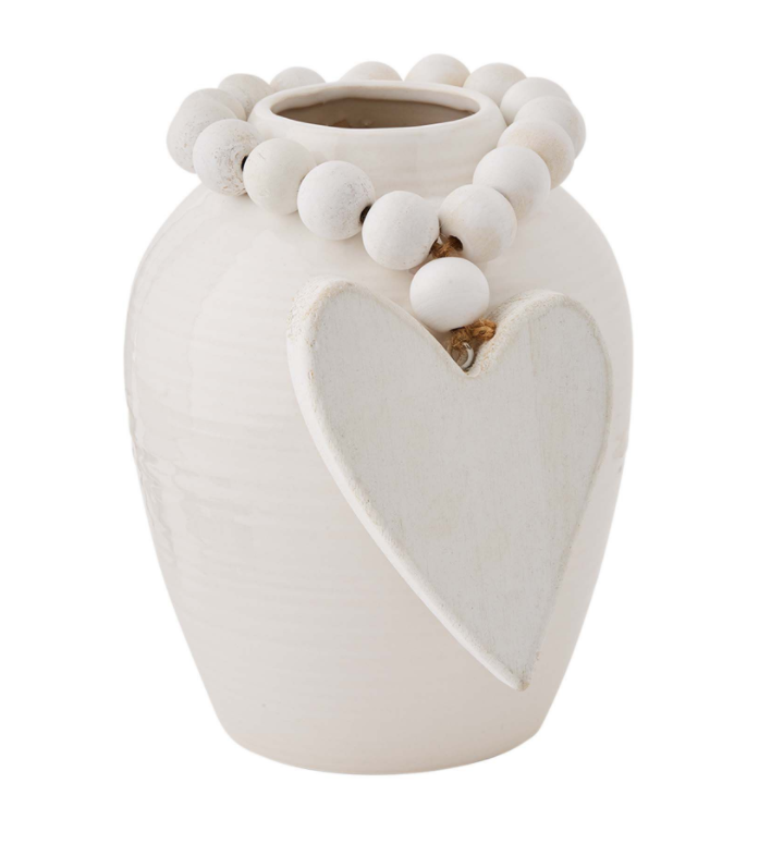 Mud Pie Short Stoneware Beaded Vase - Eden Lifestyle