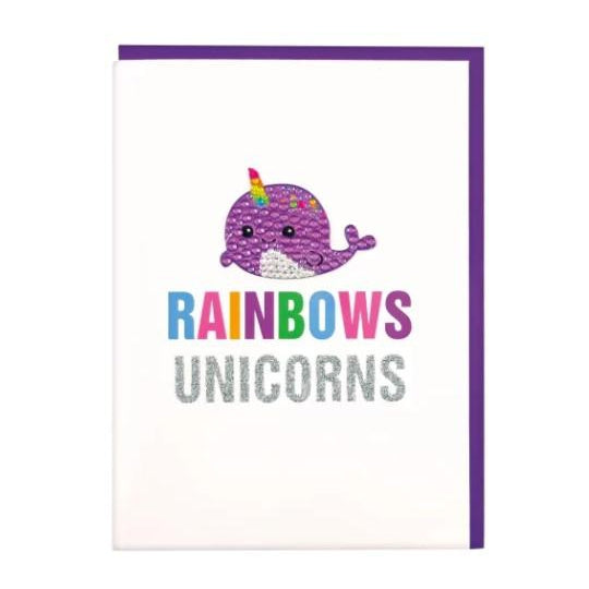 Iscream, Gifts - Kids Misc,  Narwhal Rhinestone Decal Card