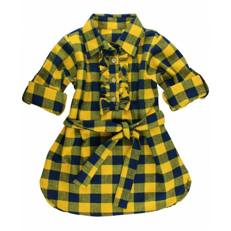 Ruffle Butts, Girl - Dresses,  Navy & Mustard Buffalo Plaid Dress