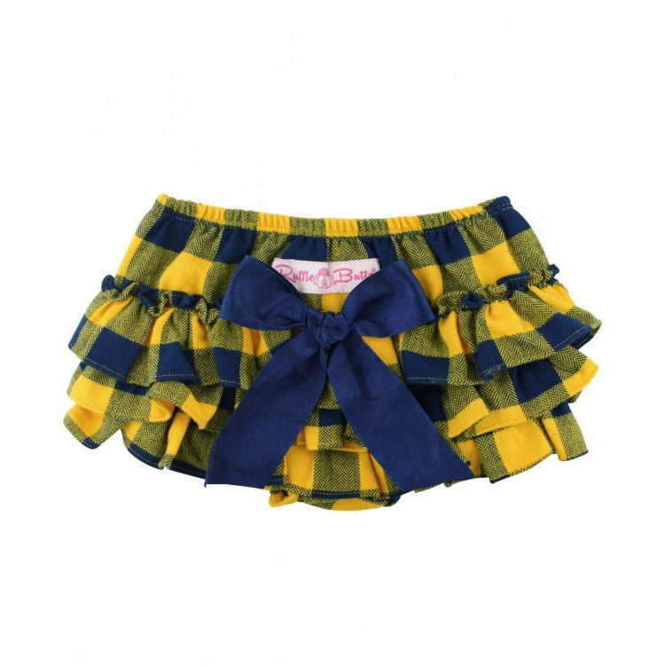 Ruffle Butts, Baby Girl Apparel - Bloomers,  Navy & Mustard Buffalo RuffleButts