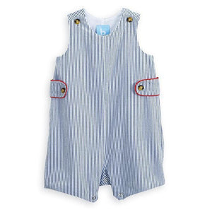 Bella Bliss, Baby Boy Apparel - Rompers,  Navy Stripe Seersucker Webb Short All