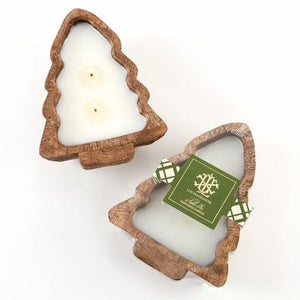 LUX Noble Fir 2 Wick Candle in a Wooden Tree Bowl - Eden Lifestyle