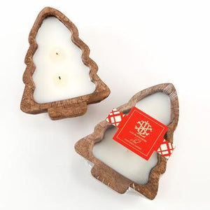 LUX Noel 2 Wick Candle in a Wooden Tree Bowl - Eden Lifestyle