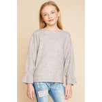 Hayden LA, Girl - Shirts & Tops,  Oatmeal Bell Sleeve