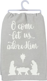Primatives by Kathy, Home - Decorations,  O Come Let Us Adore Dish Towel
