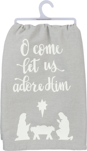 Primatives by Kathy, Home - Decorations,  O Come Let Us Adore Dish Towel