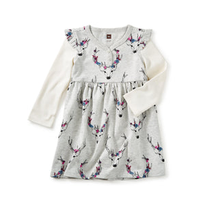 Tea Collection, Baby Girl Apparel - Dresses,  Oh Deer Baby Button Neck Dress