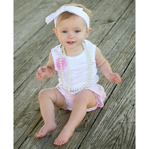 Ruffle Butts, Baby Girl Apparel - One-Pieces,  White w/ Pink Flower Tank Body Suit