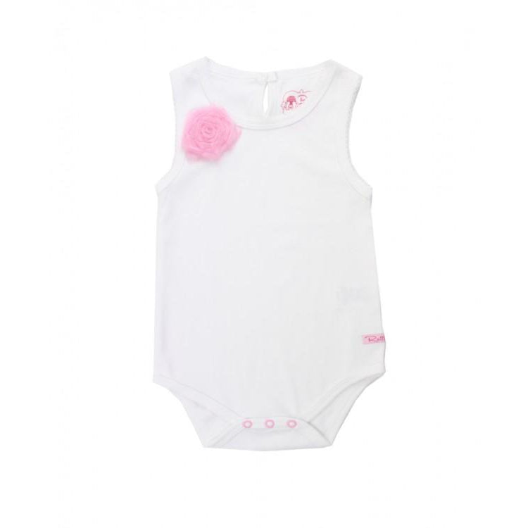 Ruffle Butts, Baby Girl Apparel - One-Pieces,  White w/ Pink Flower Tank Body Suit