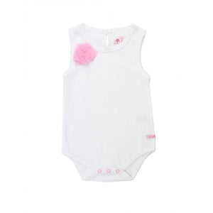 Ruffle Butts, Baby Girl Apparel - One-Pieces,  White w/ Pink Flower Tank Body Suit