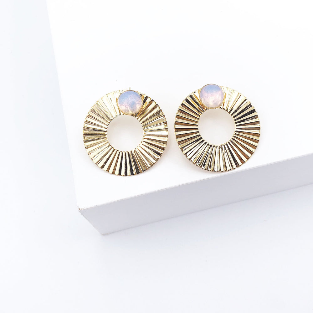 Eden LIfestyle, Accessories - Jewelry,  Oval Accodeon Opal Earring
