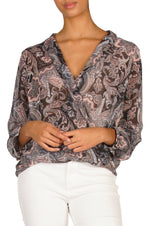 Elan International, Women - Shirts & Tops,  Grey Paisley Top