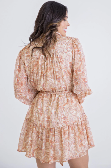 Paisley Chiffon Button Up Shirt Dress - Eden Lifestyle