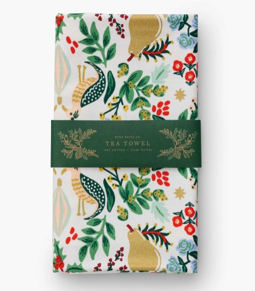 Rifle Paper Co Holiday Partridge Tea Towel - Eden Lifestyle