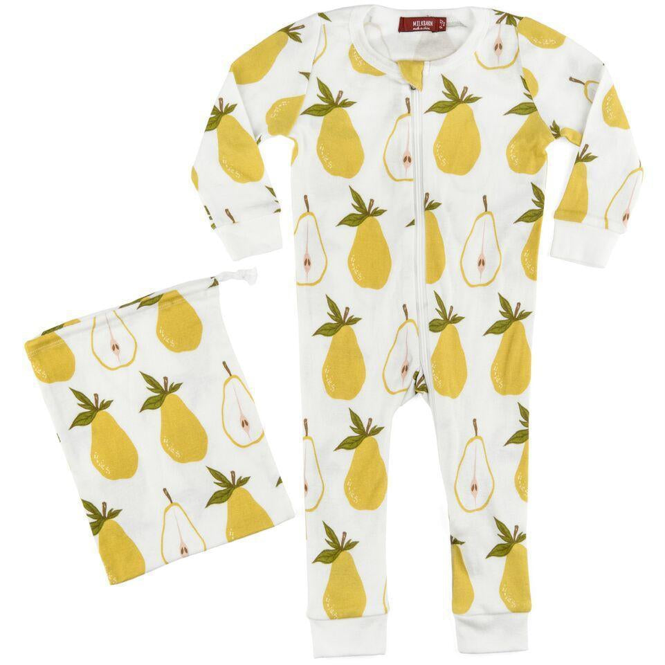 Milkbarn, Baby Girl Apparel - Pajamas,  Milkbarn Pear Bamboo Pajama