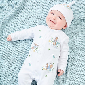 Jojo Maman Bebe, Baby Boy Apparel - Outfit Sets,  JoJo Maman BeBe 2-Piece Peter Rabbit Baby Footie & Hat Set Blue