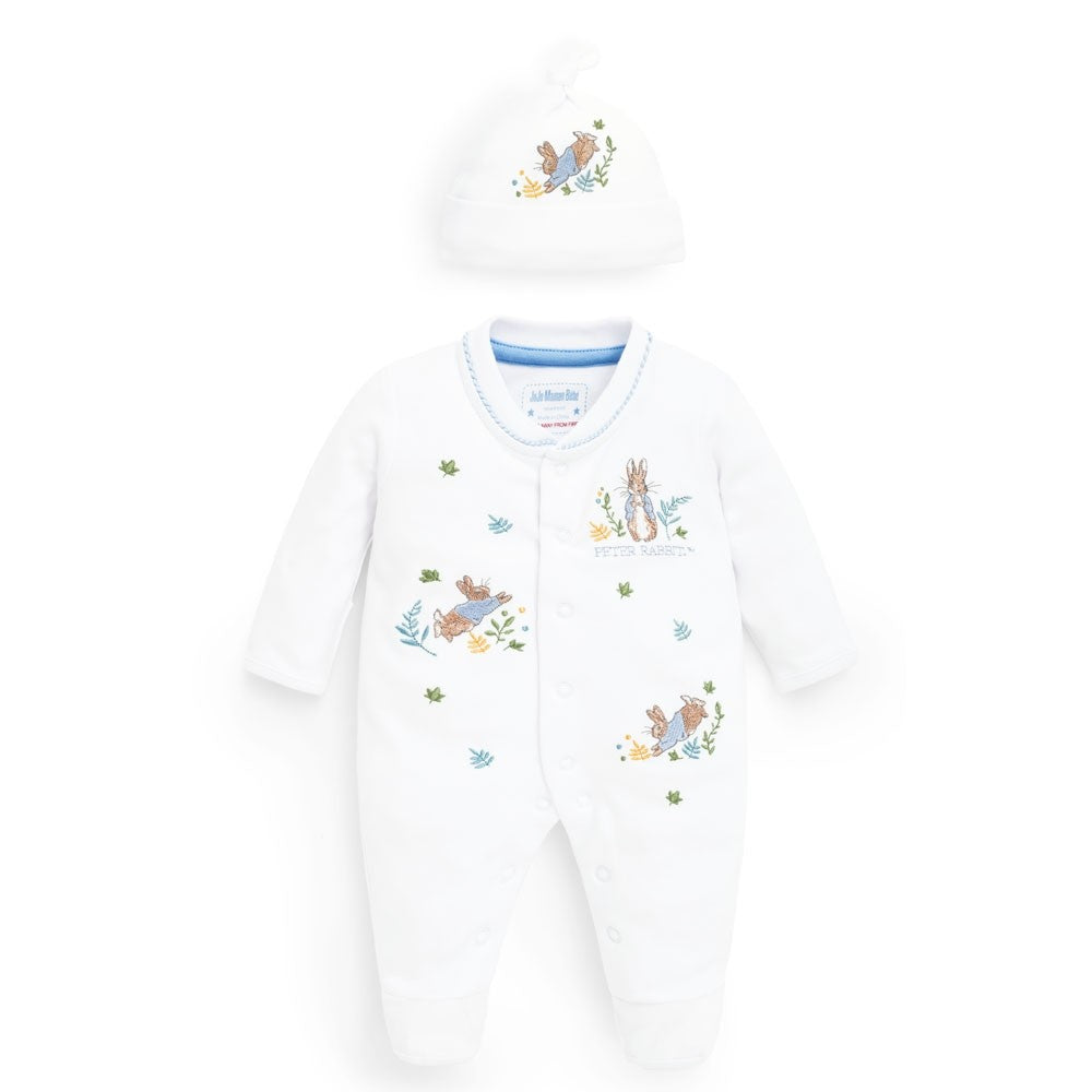 Jojo Maman Bebe, Baby Boy Apparel - Outfit Sets,  JoJo Maman BeBe 2-Piece Peter Rabbit Baby Footie & Hat Set Blue