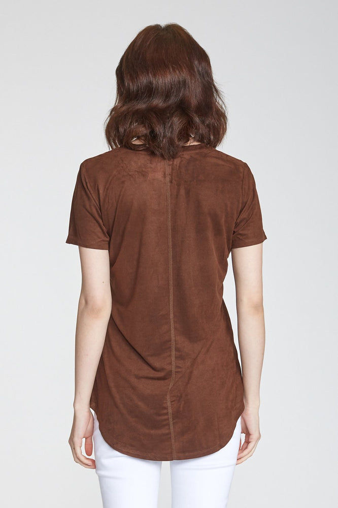 Another Love, Women - Shirts & Tops,  Phoenix Chocolate Suede V-Neck Top
