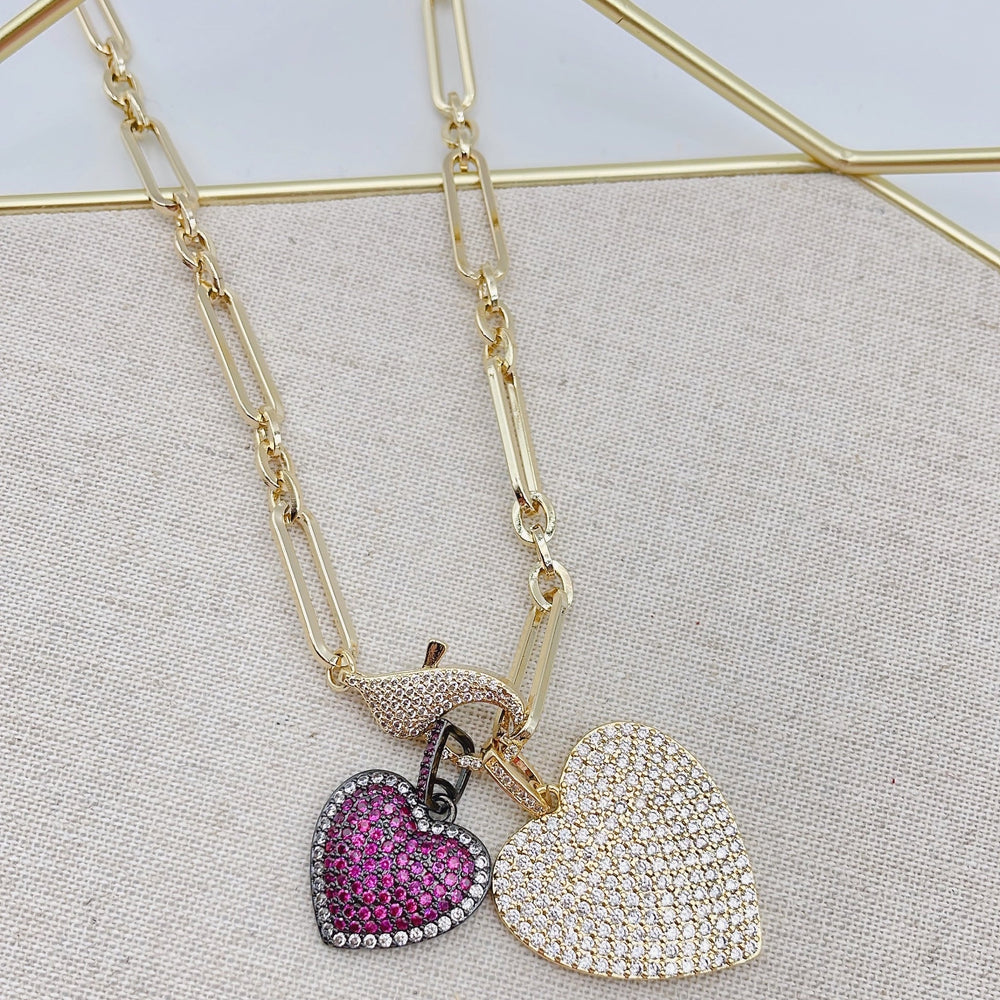 Pink Heart Pave Necklace - Eden Lifestyle