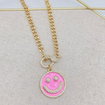 Pink Pave Smiley Necklace - Eden Lifestyle