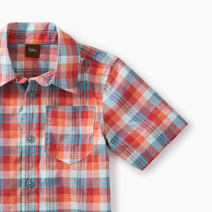 Tea Collection, Boy - Shirts,  Plaid Short Sleeve Button Shirt