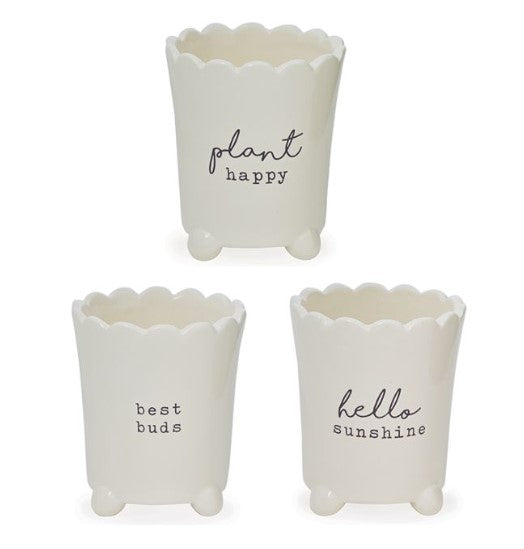 Mud Pie, Home - Decorations,  Scalloped Ceramic Sentiment Pots