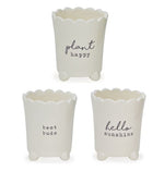 Mud Pie, Home - Decorations,  Scalloped Ceramic Sentiment Pots