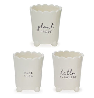 Mud Pie, Home - Decorations,  Scalloped Ceramic Sentiment Pots