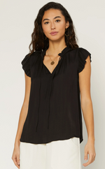 Margot Black Pleated Sleeve Blouse - Eden Lifestyle