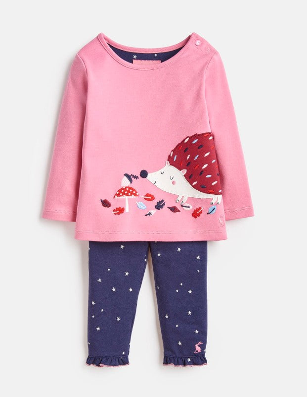 Joules, Baby Girl Apparel - Outfit Sets,  Joules Poppy Pink Hedgehog Applique Top & Pants Set