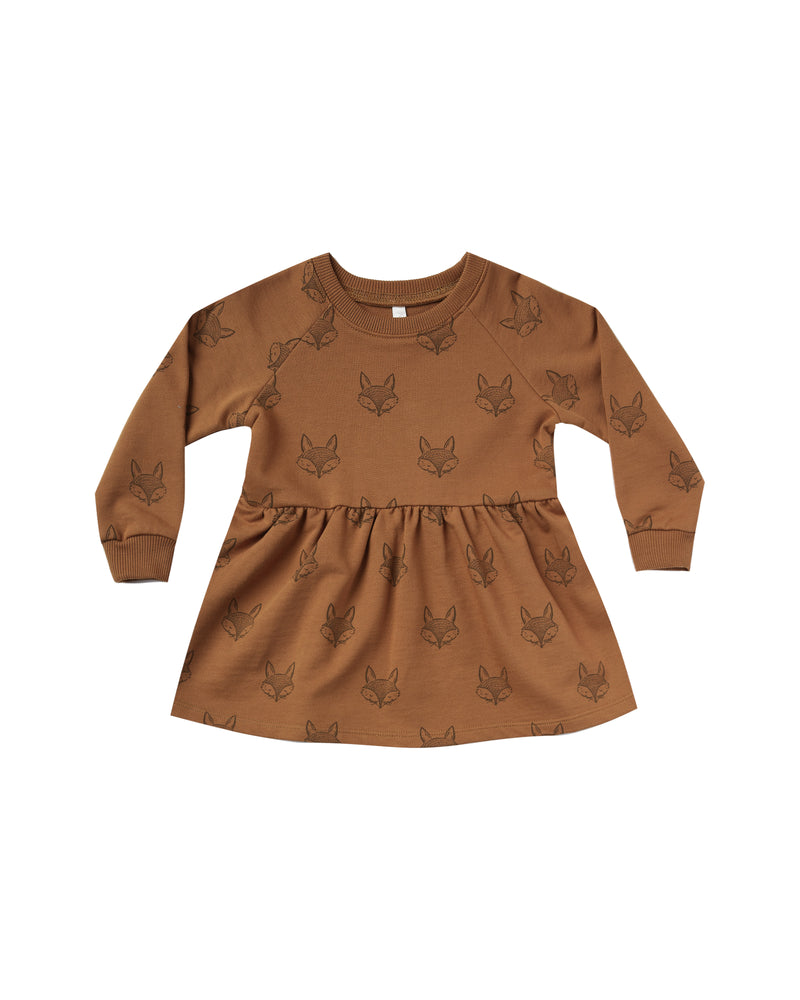 Rylee and Cru, Baby Girl Apparel - Dresses,  Rylee & Cru Fox Raglan Dress Cinnamon