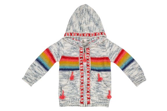 Mimi & Maggie, Girl - Sweaters,  Mimi & Maggie - Rainbow Stripe Sweater with Hoodie