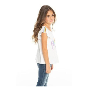 Chaser, Girl - Shirts & Tops,  Chaser Girls Rainbow Unicorn Flutter Tee