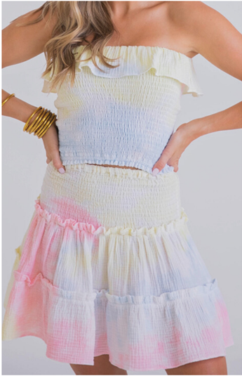 Tie Dye Smocked Skirt - Eden Lifestyle